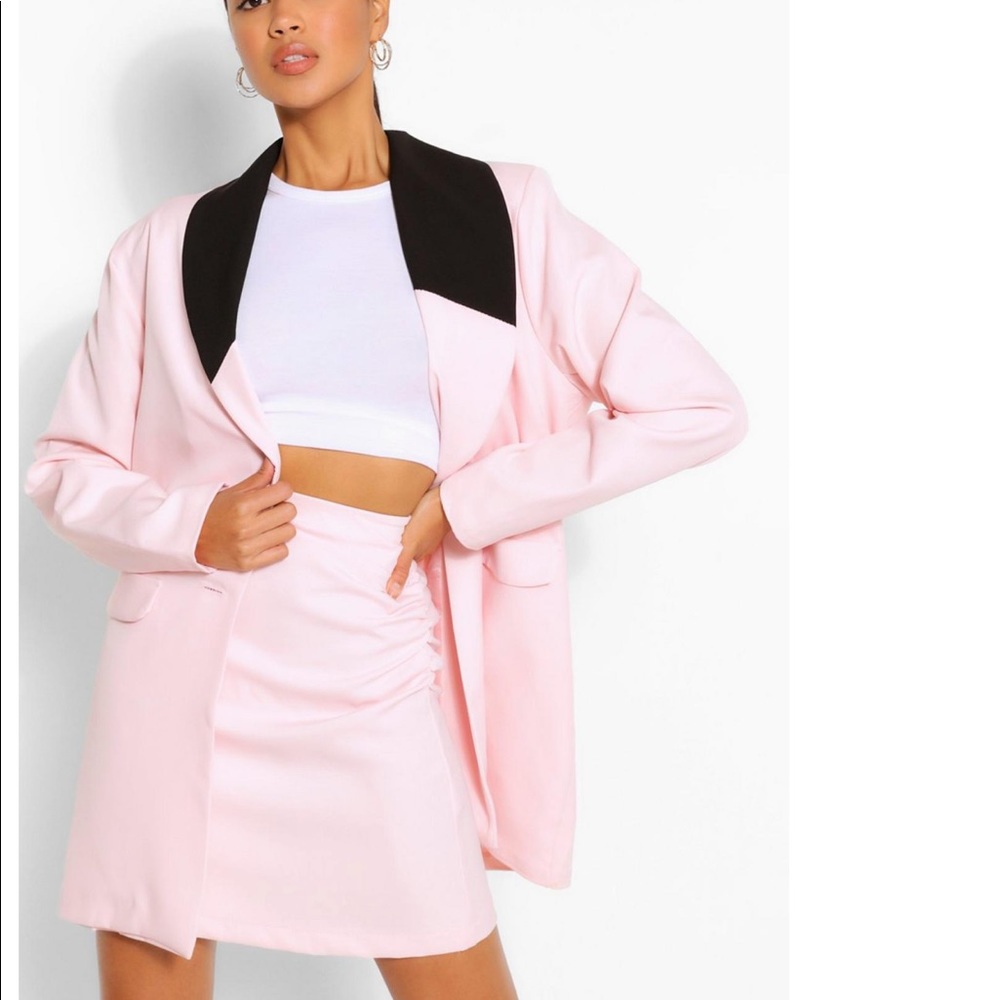 Boohoo Contrast Collar Longline Blazer